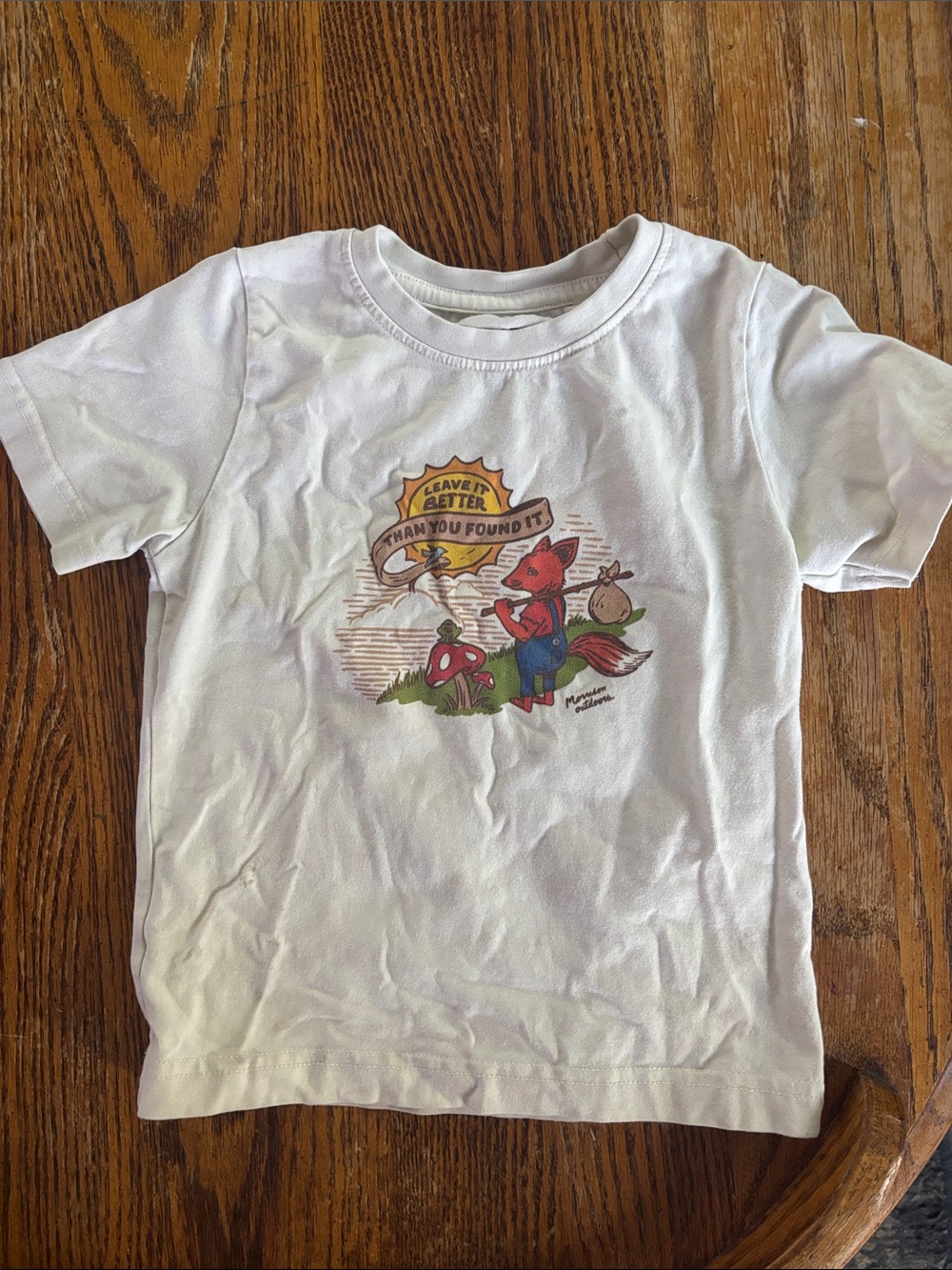 White Kids Graphic Tee with Fox Illustration - Leave it better than you found it